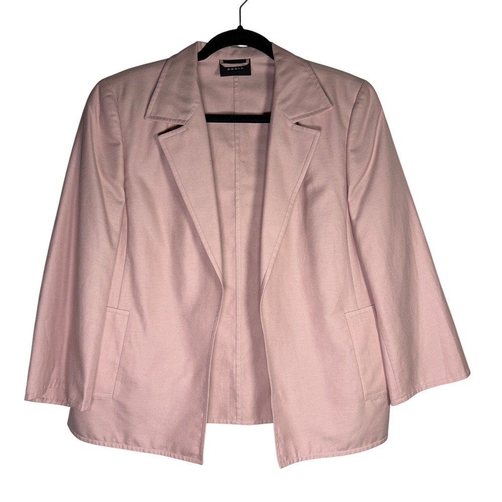 Akris Pink Silk Blend Open Front Blazer Jacket Made in Italy US 8